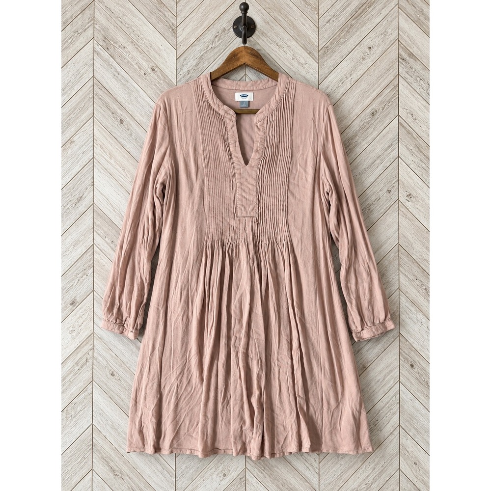 Old Navy Pintuck Pleated Swing Dress Mauve Pink Large